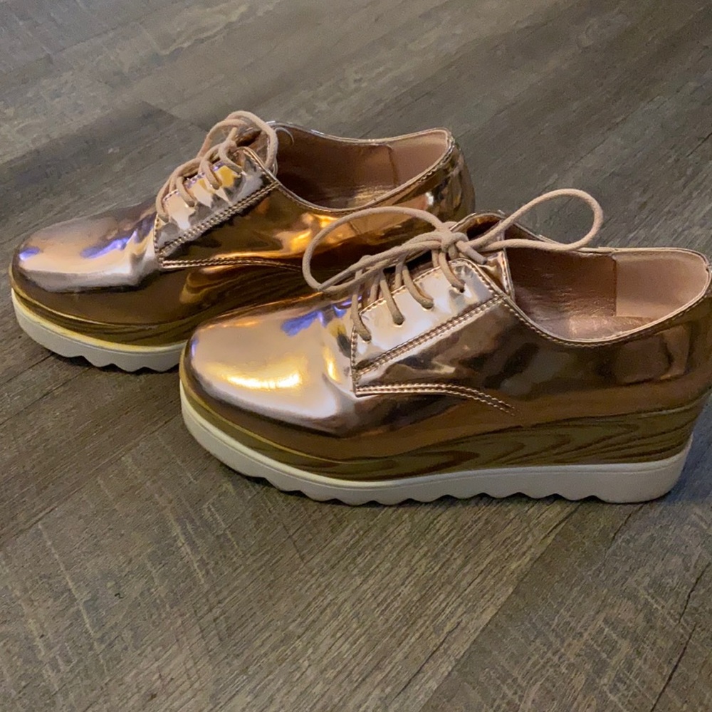 Rose Gold Women’s Platform Loafers